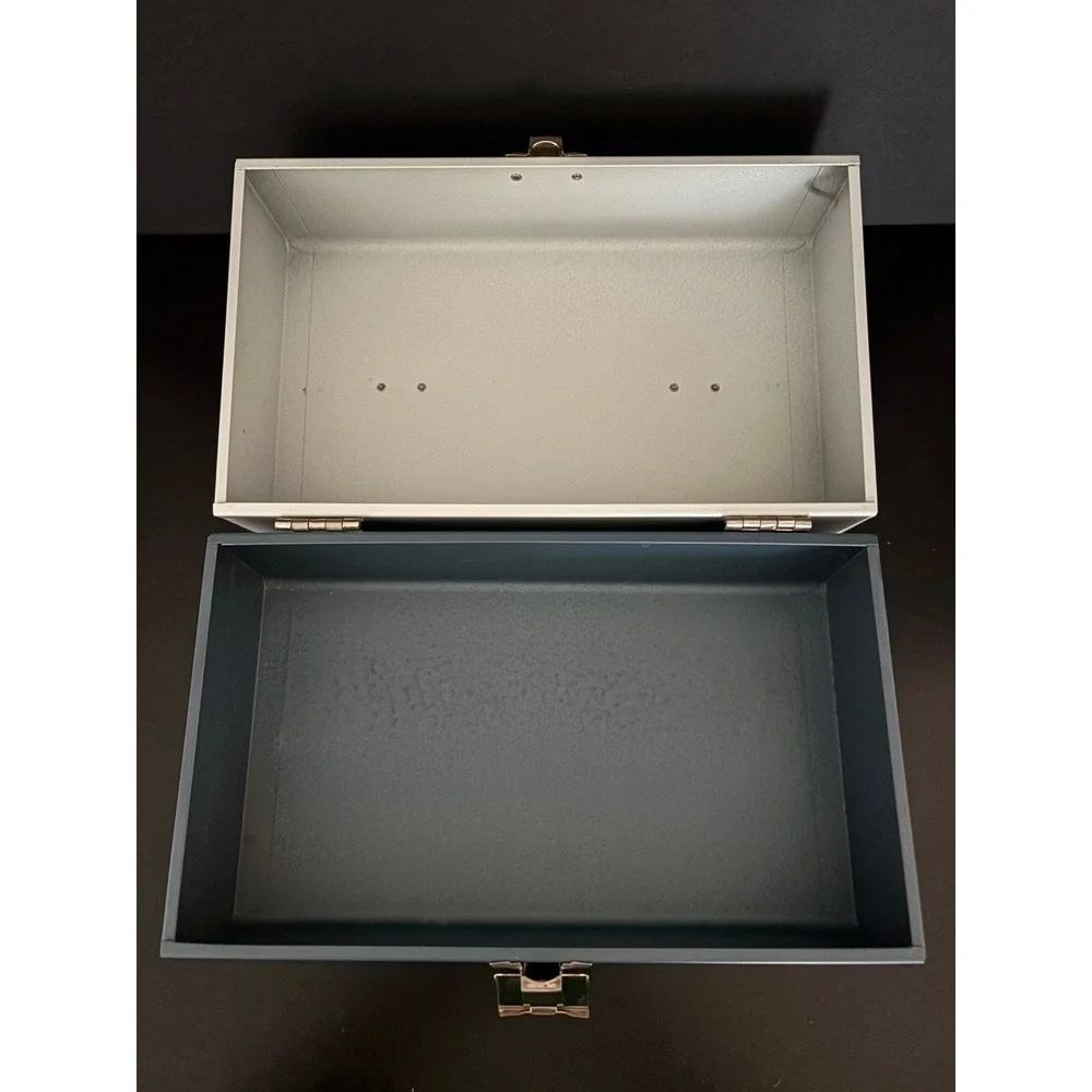 Smith-Victor Vintage Metal Storage Case Two-Tone Blue White Made in USA Retro